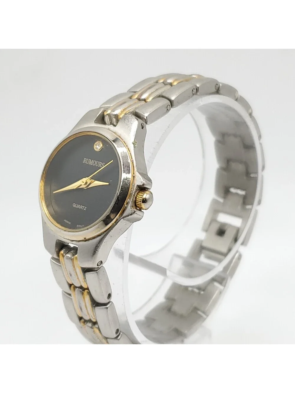 Rumours Quartz Watch Women 22mm Black Dial Two-Tone Round New Battery